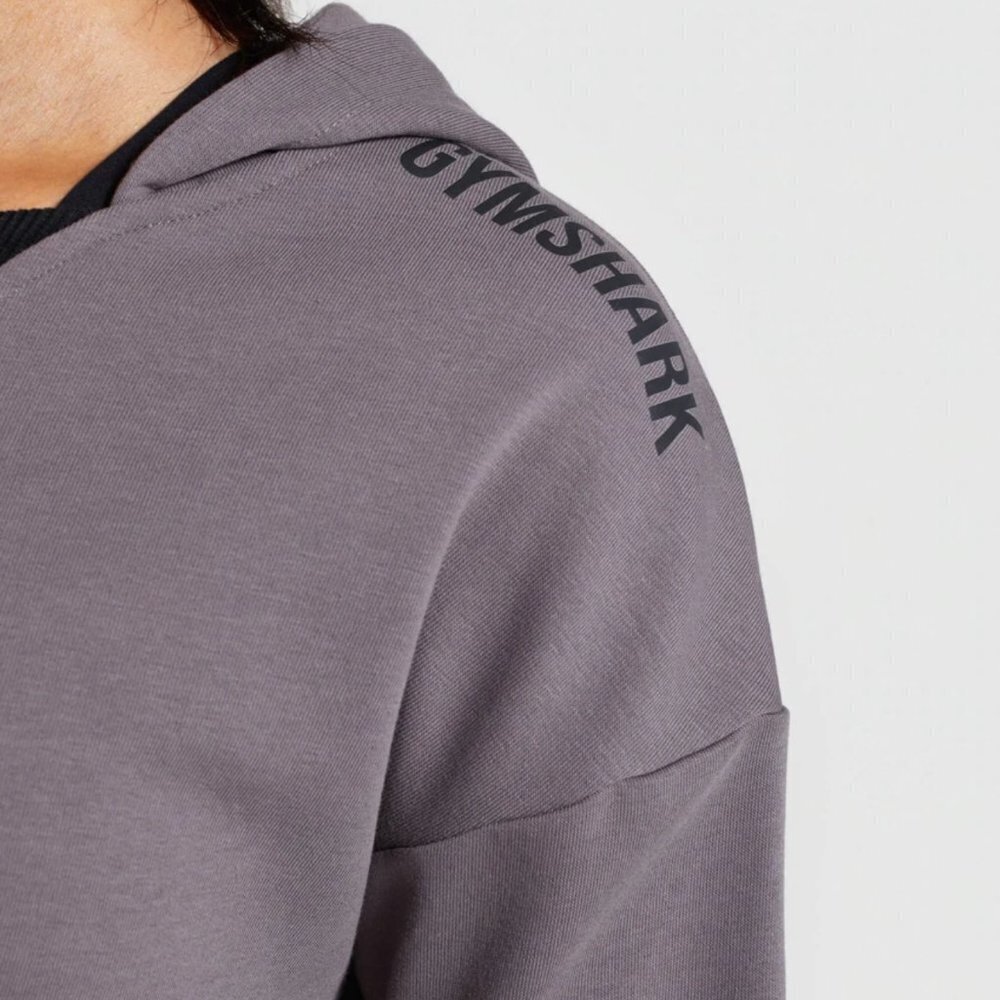 Gymshark Solo Cropped Hoodie Slate Lavender Athleisure Sweatshirt Sz S - Picture 4 of 13